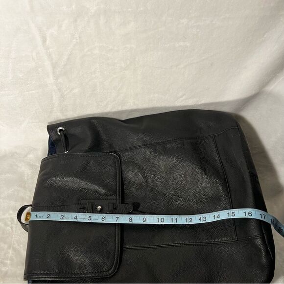 Cole Haan Black Pebbled Leather Backpack - Picture 14 of 16